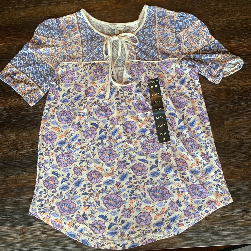 Lucky Brand Boho Floral short sleeve top
